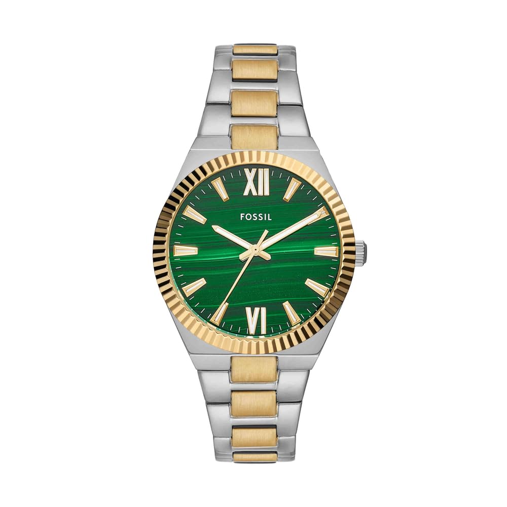 Fossil Scarlette Watch für Damen, 38mm Quarz-Dreizeiger-Datumswerk mit Edelstahlarmband