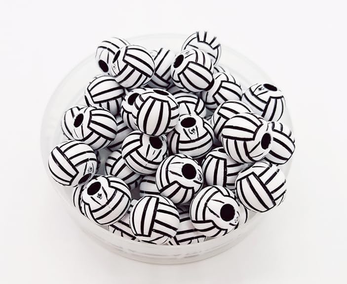 50 Pcs 15mm Silicone & Acrylic Round Volleyball Beads for DIY Jewelry Making - Image 8