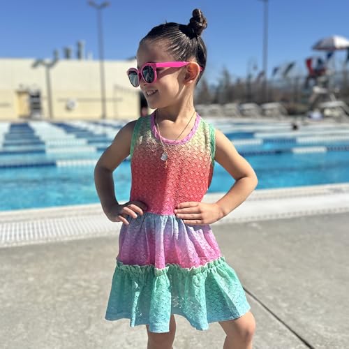 Gogokids Girls Beach Dress Cover Up, Kids Sleeveless Mesh Bikini Coverup with Ruffles Casual Beachwear2