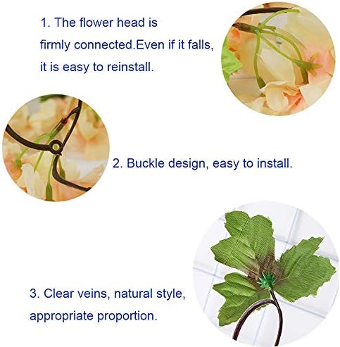 JaneYi 2 Pack 7.7ft Fake Cherry Vine Artificial Flowers Plant Hanging Silk Ivy Garland with Green Leaves for Indoor Outdoor Home Hotel Garden Wedding Party Craft Art Decor (Champagne)