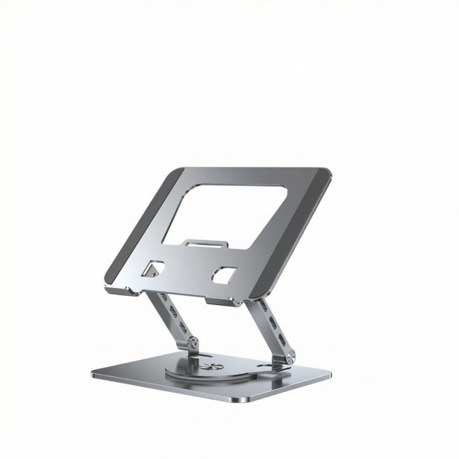 Supporto Laptop Raffreddamento con Riser, Argento, Pieghevole, Rotazione A 360 Gradi, Supporto Per Laptop In Lega Di Acciaio