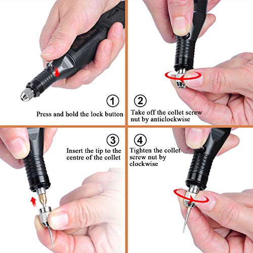 Uolor 108 Pcs Engraving Tool Kit, Multi-Functional Electric Corded Micro Engraver Etching Pen DIY Rotary Tool for Jewelry Glass Wood Metal Ceramic Plastic with Scriber, 82 Accessories and 24 Stencils