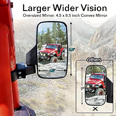 BETOOLL Upgraded Adjustable Pair UTV Side Mirror Set 1.75 or 2inch Roll Bar Cage, Universal UTV Side View Mirrors High Impact(Pack of 2)