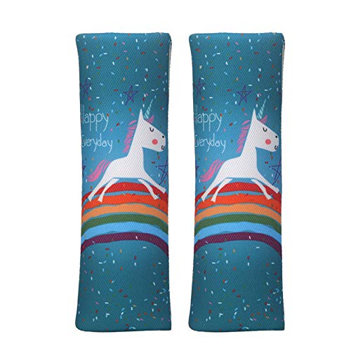 Image of Suxgumoe Car Seat Belt Pillow for Kids, 2Pcs Unicorn Car Seat Belt Cover Pad Head and Neck Support (Unicorn Green)1