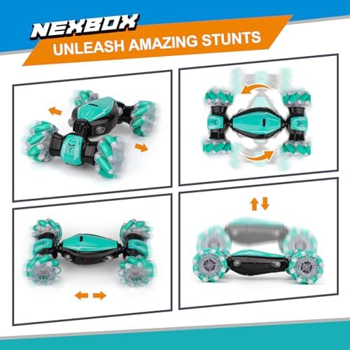 NEXBOX Remote Control Crawler for Kids - 360 Rotation RC Stunt Car 4WD 2.4 GHz OffRoad Vehicle Remote Controlled with Hand Control, Birthday Gift for Boys 6 7 8 9 10 11 12 Years