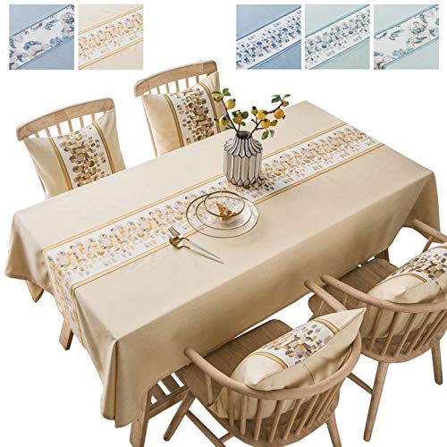 Nappe de table rectangulaire jaune de cuisine 135 x 260 cm grand format protection