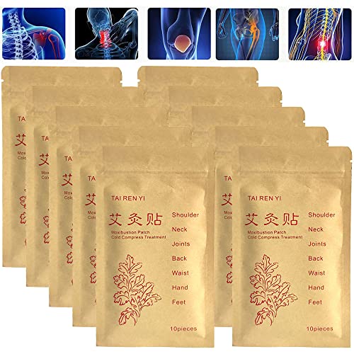 (100pcs) Moxibustion Patches 艾灸贴 Pure Nature Moxa Sticker Foot Pa...