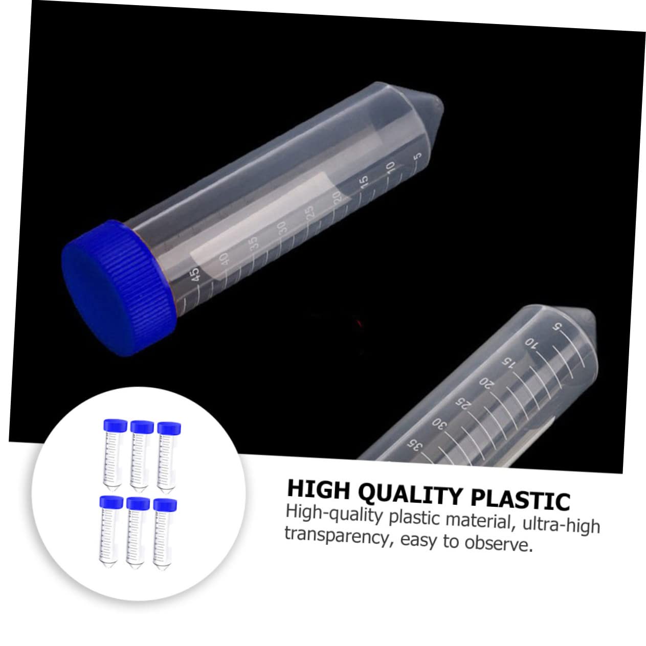 Cabilock Provette Centrifughe Coniche Blu 50ml in Plastica, 50 Pezzi | Scala Chiara, Tappi a Vite, Posizioni Ventilate e Chiuse, per Biologia Molecolare e Biochimica Colore Casuale