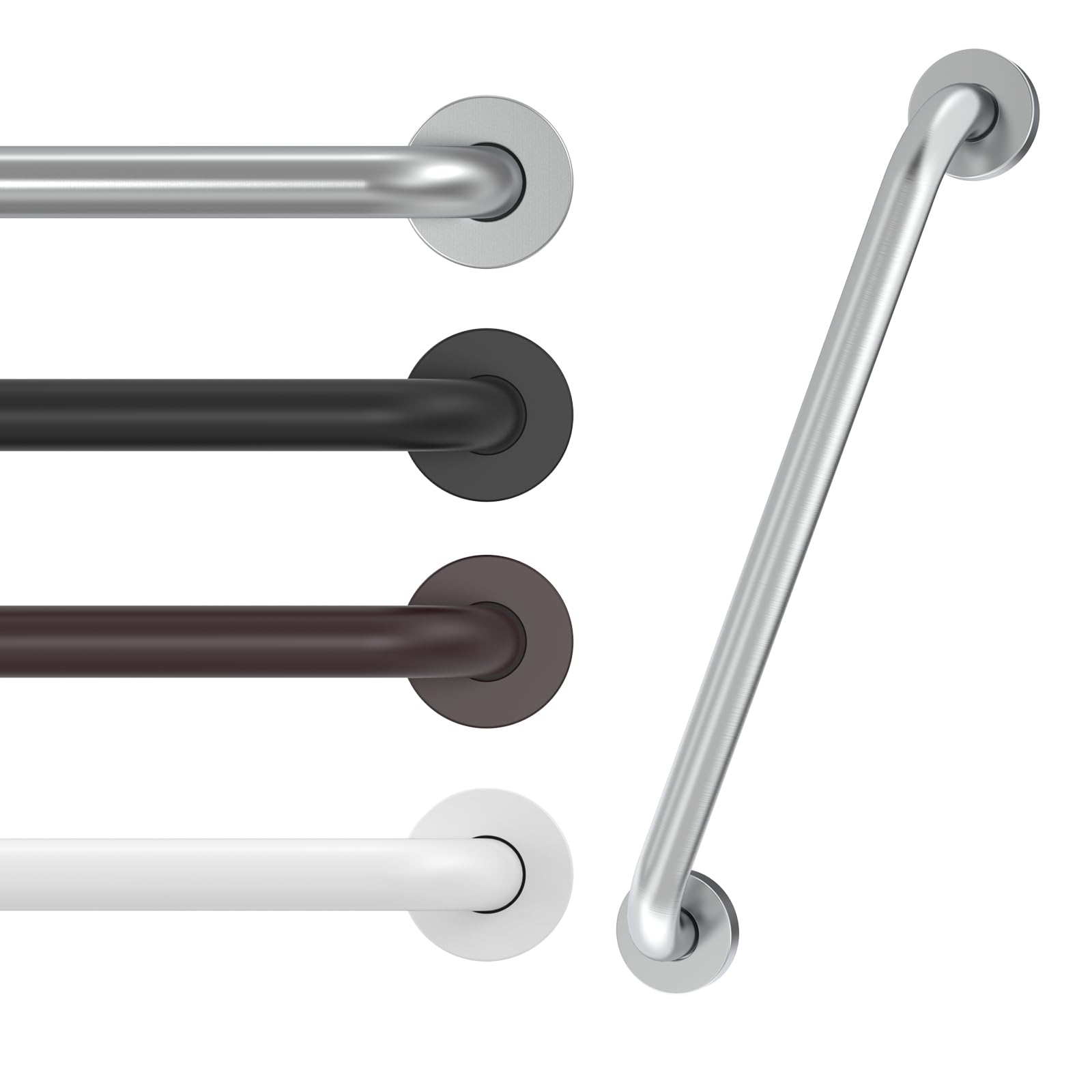 Photo 1 of 16 Inch Grab Bars for Wall Brush Nickel, Safety Shower Grab Bars for Seniors Elderly Handicapped, Handicap Grab Bars for Shower with Concealed Screws, Tesuchan