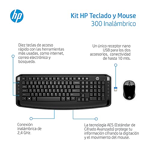 Teclado y ratón inalámbrico HP con sensor de 1600 dpi para mayor precisión 3