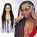 Fancy Hair Full Lace Jumbo Braided Wigs for Black Women Glueless Long Knotless Box Braided Wig for African American Women (Black, 32)