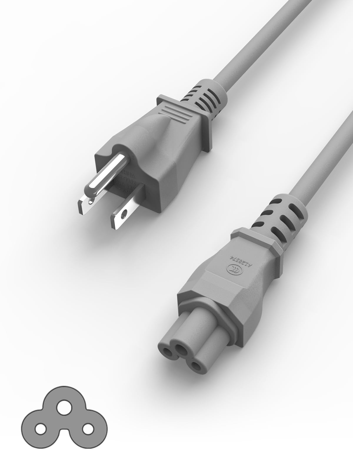 US 110V Power Cord Replacement for Portable Electric Kettle for Travel - Grey