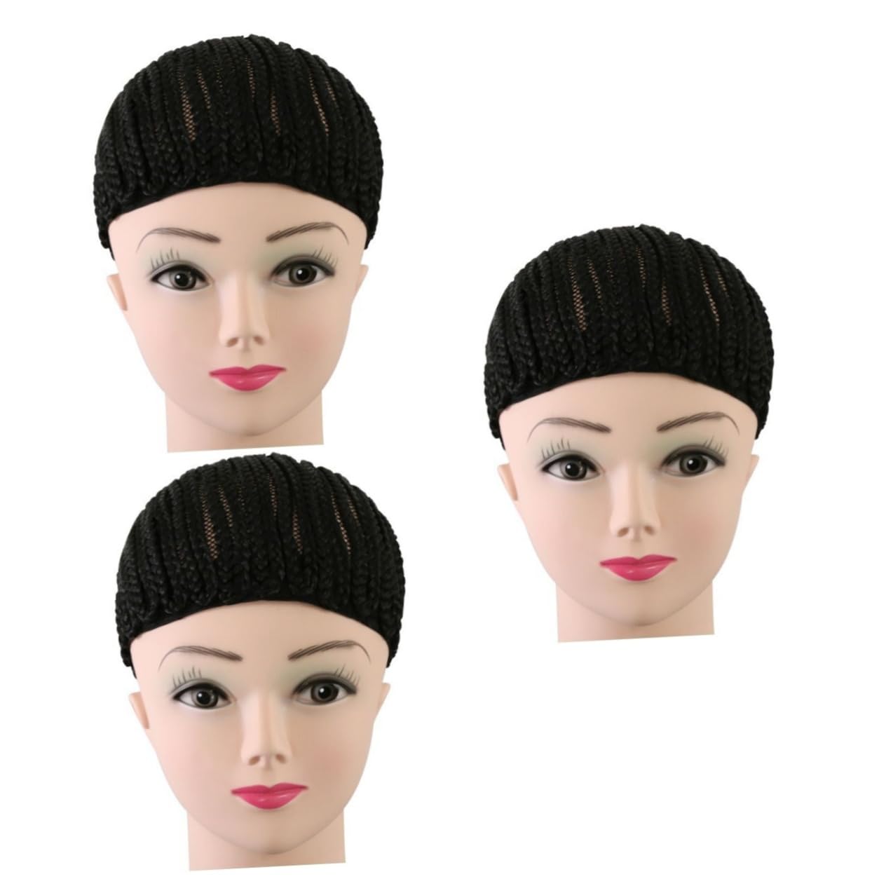3 Piezas casquillo de la peluca wig cap gorro para pelucas gorra de cúpula de pelucas gorro trenzado agujas de ganchillo gorro de peluca de ganchillo gorras para hacer pelucas