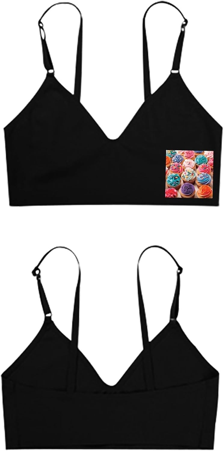 Birthday Cupcakes Bra with Adjustable Straps, Coverage Bralette, Women Seamless Bra, Push Up Wireless Bras X-Large