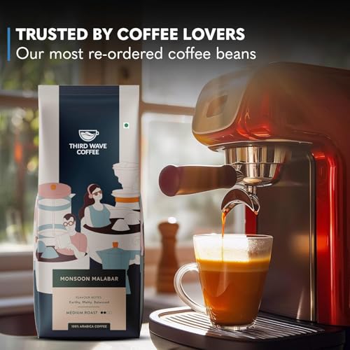 Image of Third Wave Coffee | Monsoon Malabar | Medium Roast | Home Espresso| 100% Arabica Coffee | 250 g Pack of 2| Fine Grind