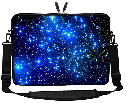 Meffort Inc 15 15.6 inch Neoprene Laptop Sleeve Bag Carrying Case with Hidden Handle and Adjustable Shoulder Strap - Galaxy Stars