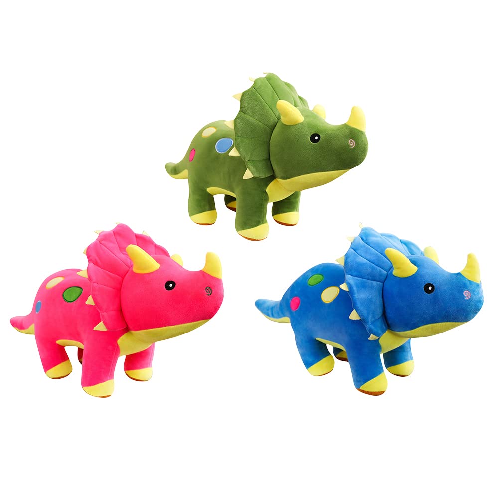 Ikasus Plüschtier Dinosaurier Triceratops – 40 Cm, Weich, Waschbar, In Grün/Rosa/Blau