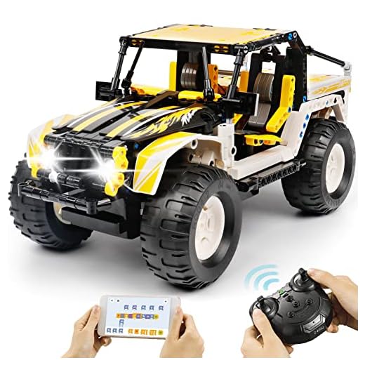 PREBOX Remote & APP Control Jeep Building Toys for Boys - Erector Sets STEM Projects for Kids Age 8-12, Birthday Gifts for Boys 6 7 8 9 10 11 12 Year Old