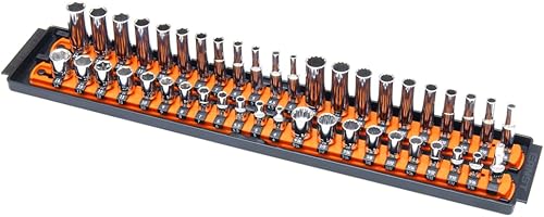 Miniatura 2 de Ernst Manufacturing 8484 Socket Boss, 2 rieles premium, organizador de enchufes de 14 de pulgada, 18 pulgadas, naranja