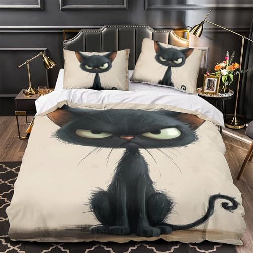 Housse de couette chat 140x200 avec fermeture éclair pour changer le lit d'ado sans effort - 4