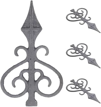 HANABASS Cast Iron Fence Toppers 4-Pack - Decorative Metal Fence Caps with Trident Design Outdoor Garden Post Finials Easy Installation Replacement Accessories for Yard Fencing