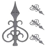 HANABASS Cast Iron Fence Toppers 4-Pack - Decorative Metal Fence Caps with Trident Design Outdoor Garden Post Finials Easy Installation Replacement Accessories for Yard Fencing