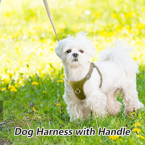 Hundegeschirr für mittelgroße Hunde, Hundegeschirr mit Leine, verstellbar, Erstickungsschutz, mit Griff, einfach für Camping, Spaziergänge, Reisen im Freien – Bild 3