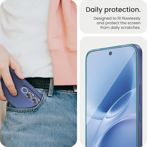 Image of FIRST MART Tempered Glass for Vivo V70 5G with Blue Camera Ring Guard & Installation Kit | HD Clear Edge-to-Edge Screen Protector, Scratch Resistant, Case-Friendly | Pack of 1