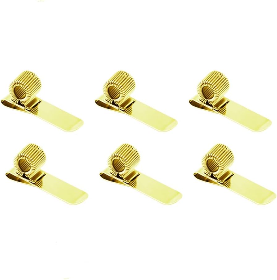 6PCS Spring Loop Pencil Organizer Stainless Steel Pen Clamp Notebook Spring Pen Holder Portable Pencil Holder Clip (Gold with Horizontal)