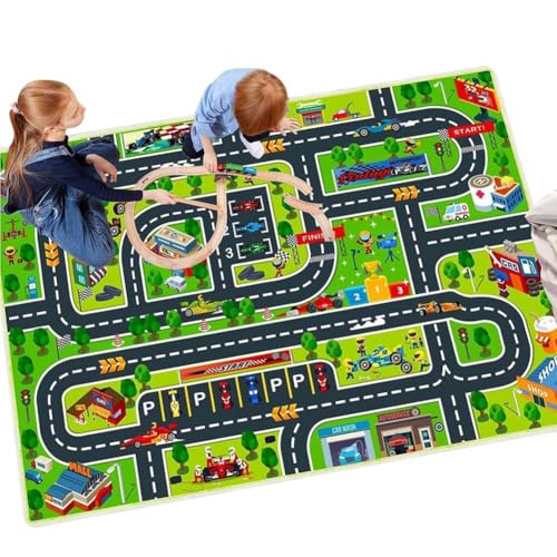 MIFKLMV Kids Play Mat with Car Tracks Kids Rugs for Playroom Carpet Playmat Rug Durable Playrooms Toy Mat for Childrens Non-Slip Traffic Road Carpets for Outdoor Playroom Bedroom Livingroom-C