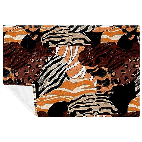 Plaid imprimé léopard et girafe 150x100 cm doux pour lit et canapé