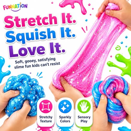 Image of FUN NATION Slime Making Kit | Slime for Kids 3 to 10 Years | DIY & Science Experiment Kit | 20+ Glitter, Fluffy & Colorful Slimes | STEM Educational Craft Activity | Birthday Gift for Boys & Girls