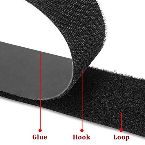 Image of Hook and Loop Strips with Adhesive, 1in x 26ft Excellent Grip, Strong Sticky Back, Heavy Duty, Mounting Tape, Double Side Tape for Fixing and Hanging, Home School and Office Use, Black