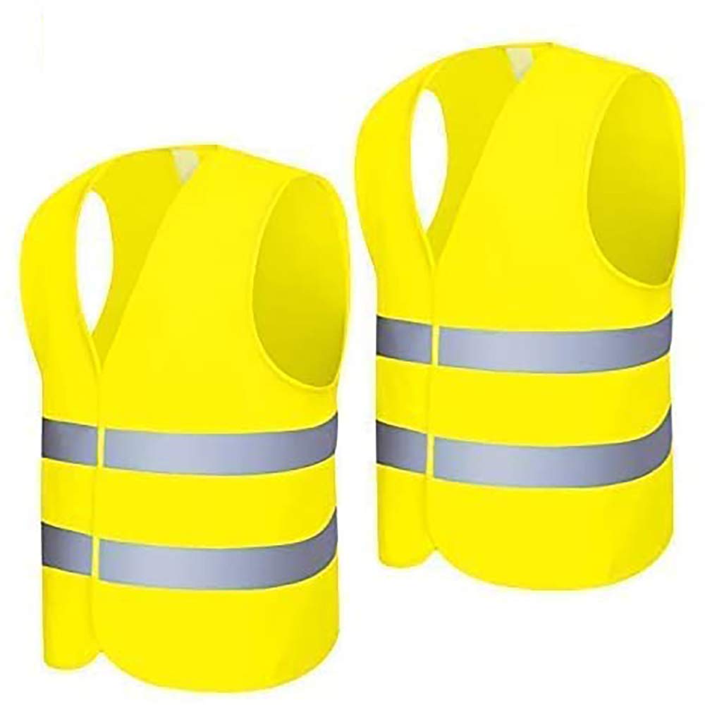 Safety Vest 2 Pieces Neon Yellow High Visibility Safety Vest 360 Degrees Reflective Safety Vest Car 69 x 45 cm