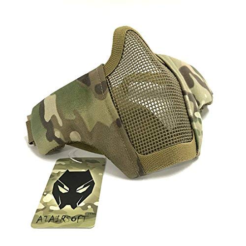 Tactical Airsoft CS Protective Garde Strike Steel Half Face Masque avec 2-Ceintures pour la chasse Paintboll WorldShopping4U (Multicam)