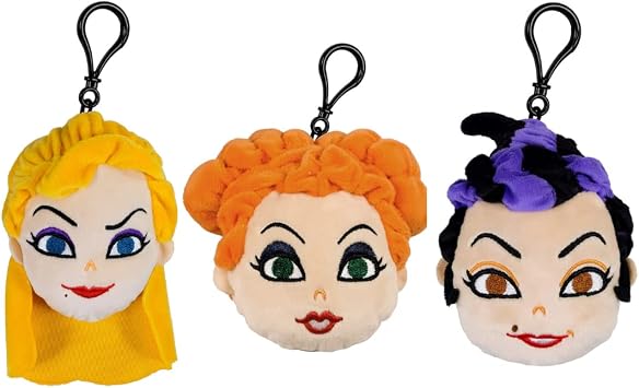 Wondapop Disney Hocus Pocus 6" Plush Clip Figures, Halloween Decoration Featuring the Sanderson Sisters, Pack of 3