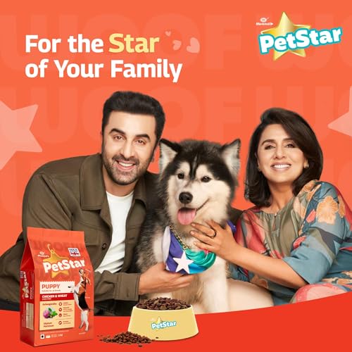Image of Mankind Petstar Puppy Dry Dog Food (High Protein) Chicken & Wheat Flavor, 1kg (Pack of 3) | Improves Muscle & Strength, Supports Immunity, Protects Liver & Kidney