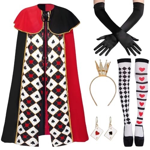 LUKIUP 8 Stuck Herzkönigin Kostüm Damen Mädchen, Queen of Hearts Kostüme, Frauen Krone Herz Zauberstab für Damen Mädchen Halloween Karneval...