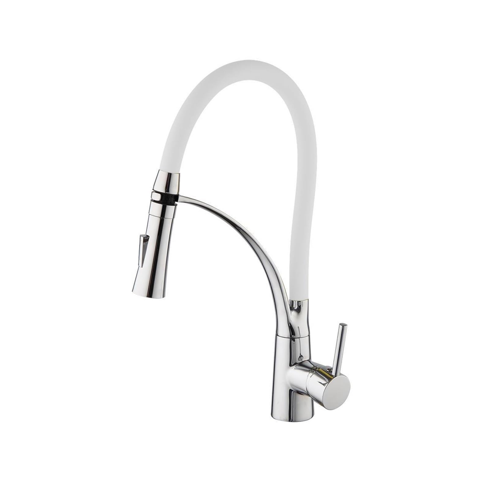 Grifo de cocina blanco anti manchas para fregaderos con poco espacio