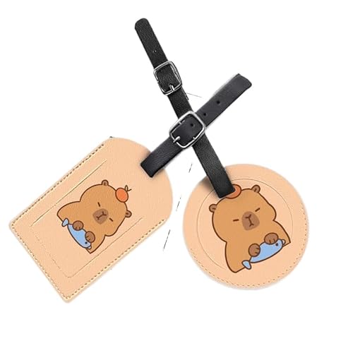 カピバラ 荷物タグ ネームタグ ラゲージタグ ラゲッジタグ 荷物ラベル バッグタグ スーツケースタグ ネームラベル スーツケース バッグ用 名刺ホルダー 出張用タグ ラベルカード 旅行用品 出張,1