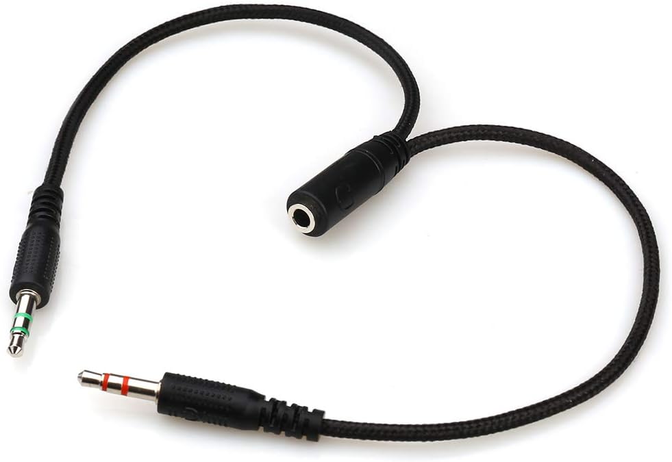 MIATIN Headset Splitter Headphone Microphone Adapter, 3.5mm 4 Pole Male to 2 x 3