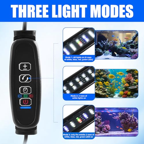 Image of AQUANEAT LED Aquarium Light with Timer for 12-16 Inch Fish Tank, Brightness Adjustable, Full Spectrum, Low Medium Light Plant Lamp
