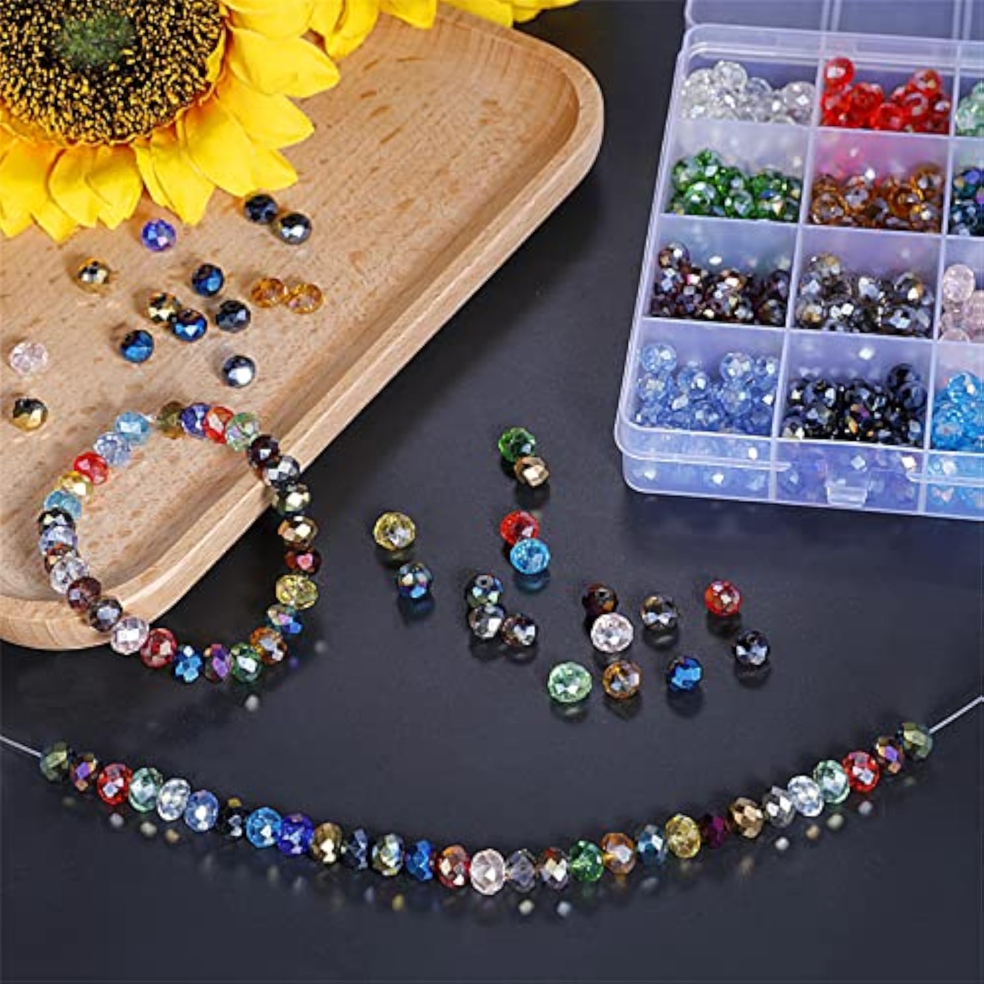 720Pcs Faceted Crystal Glass Beads, 8mm Plated