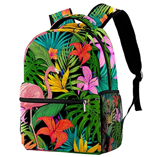 Sac à dos flamant rose tropical enfant avec poche gourde voyage