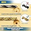 S&R Set 25 Punte Trapano Legno da 1 a 13 mm. Punte in Acciaio HSS 4241, Rivestimento Tin, per Fori Tondi Precisi. Accatto Cilindrico. Per Legno Massiccio, Lamellare, Truciolare con Scatola di Metallo.