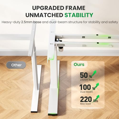 Image of Electric Standing Desk Adjustable - 60x28 Inch Sit Stand Desk with 1 Inch Thick Tabletop, Double Beam Frame, 3 Memory Height Adjustment, Cable Management for Home Office