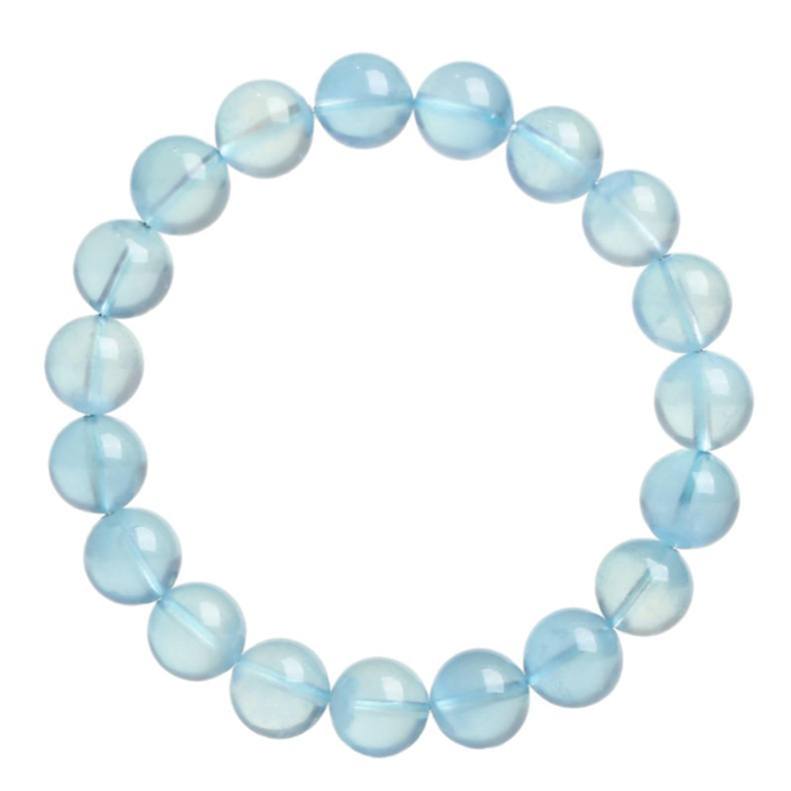 Pulsera de Piedras Preciosas de Aguamarina Natural, Cuentas Redondas, Pulsera elástica Hecha a Mano Genuina, joyería de Cristal Unisex, Pulsera de Piedra Natal de Marzo,12mm