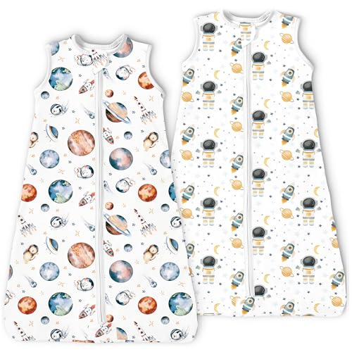 Image of Toddler Sleep Sacks 2T-3T-4T, 0.5 TOG Light Summer Wearable Blankets, Extra Long XL Sleeping Bags, 2 Pack