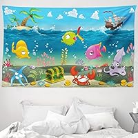 ABAKUHAUS Blauw en wit Wandtapijt, Abstract Zeegezicht, Stoffen