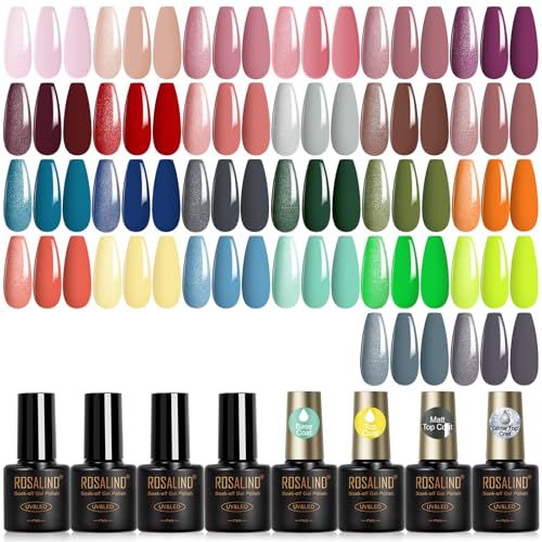 ROSALIND 30PCS Gel Nail Polish Set with Base Glossy Matte